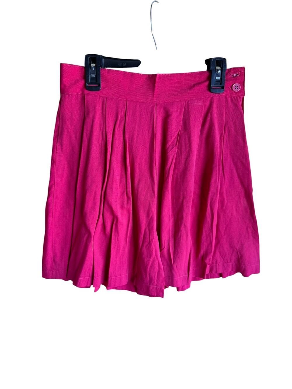 SM Fashion Women's Pleated Short Side Zip High Waisted Fuchsia Pink Small